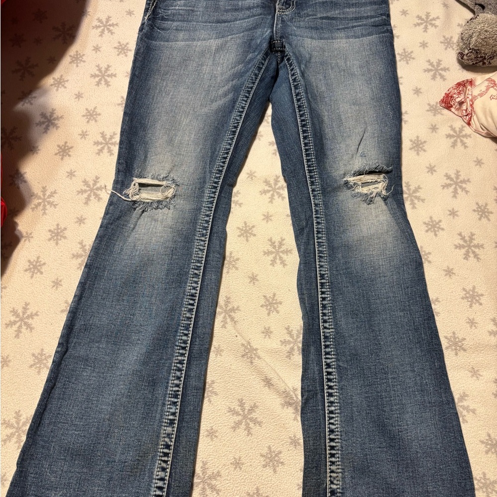 Miss Me Blue Distressed Flare Jeans